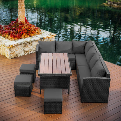 7 Piece Patio Dining Sofa Set