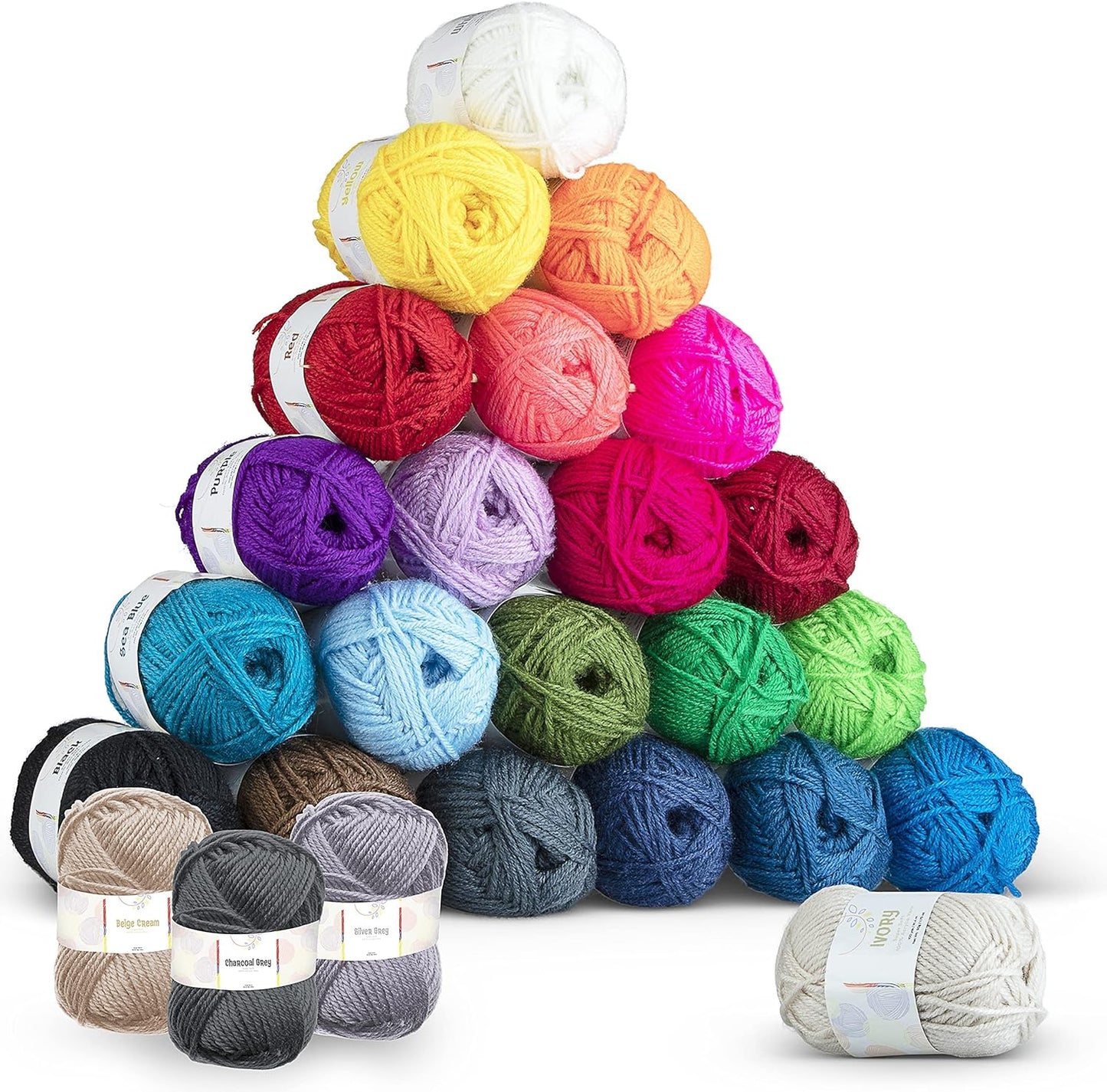 24 Pieces of 50g Acrylic Yarn Skeins - 2400 Yards