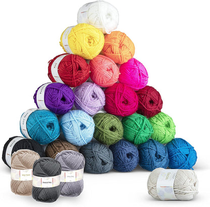 24 Pieces of 50g Acrylic Yarn Skeins - 2400 Yards