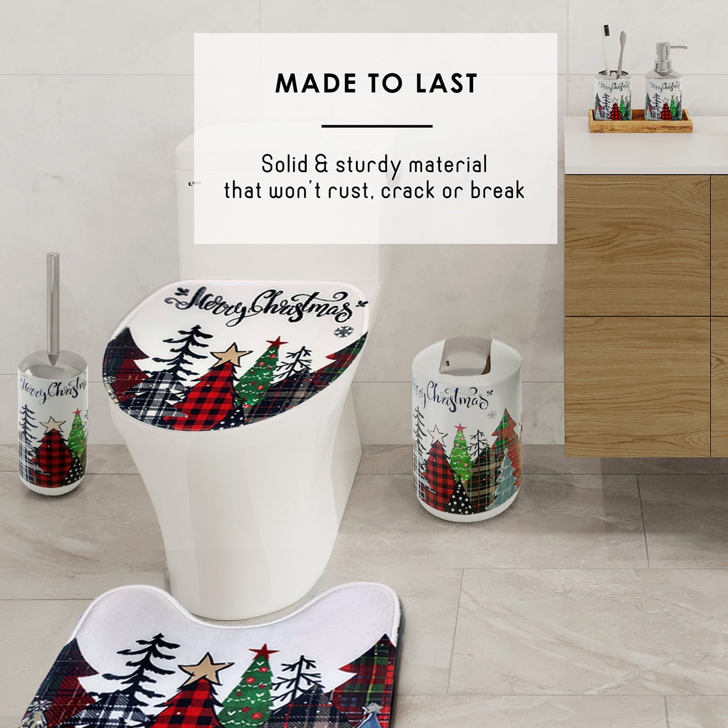 Christmas Bathroom Decor Accessories Set