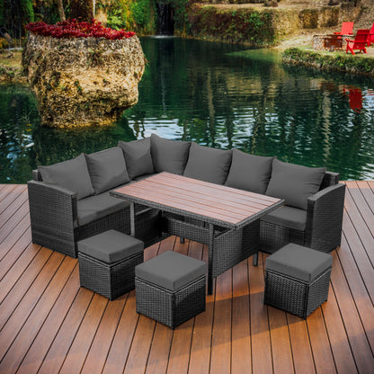 7 Piece Patio Dining Sofa Set