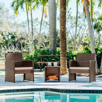 3 Piece Patio Furniture Wicker Conversation Set