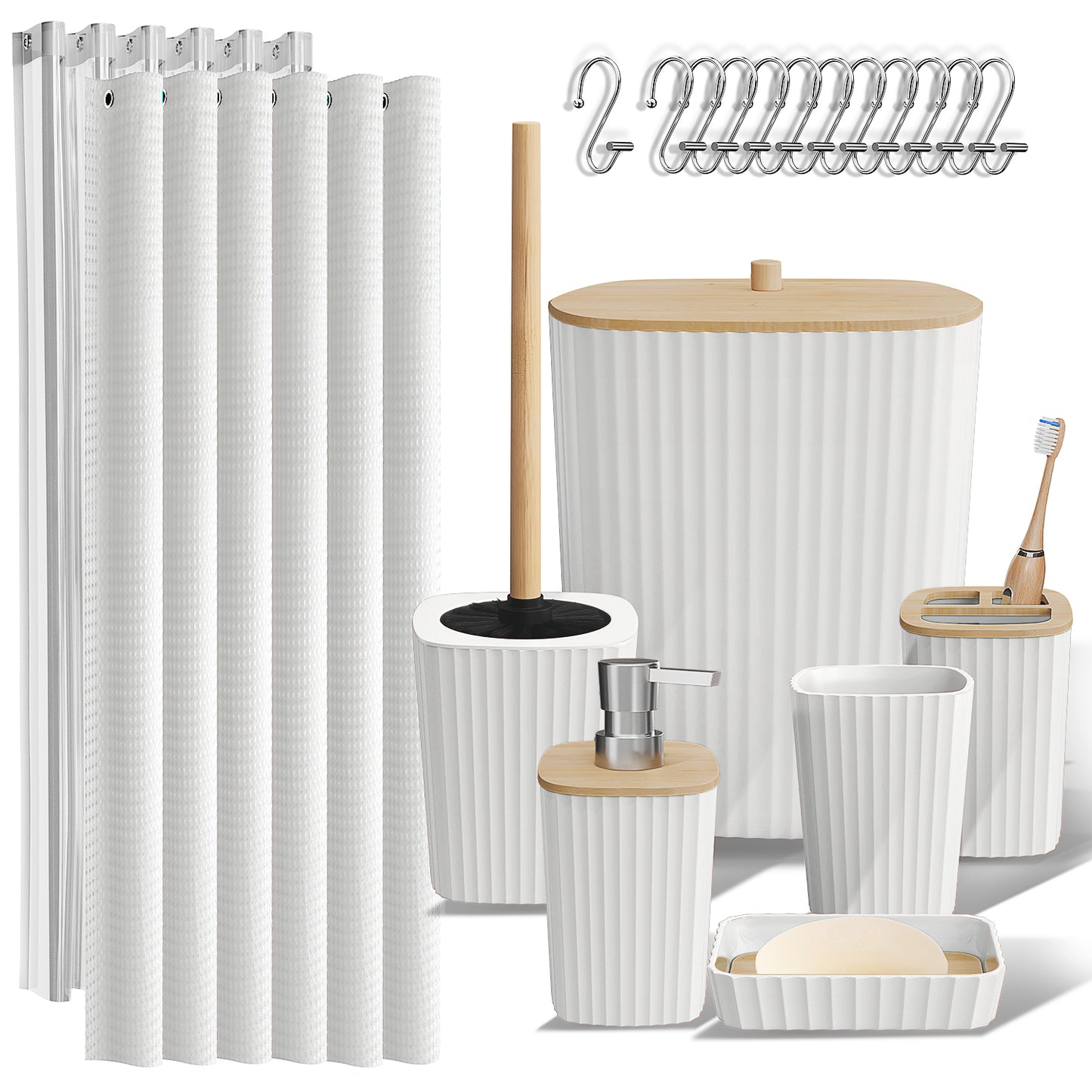 22 Piece Bamboo Bathroom Sets