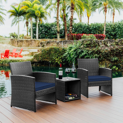 3 Piece Patio Furniture Wicker Conversation Set