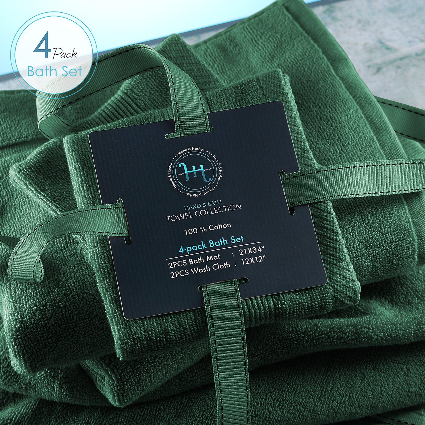 Hearth & Harbor Bath Towel Collection, 100% Cotton Luxury Soft