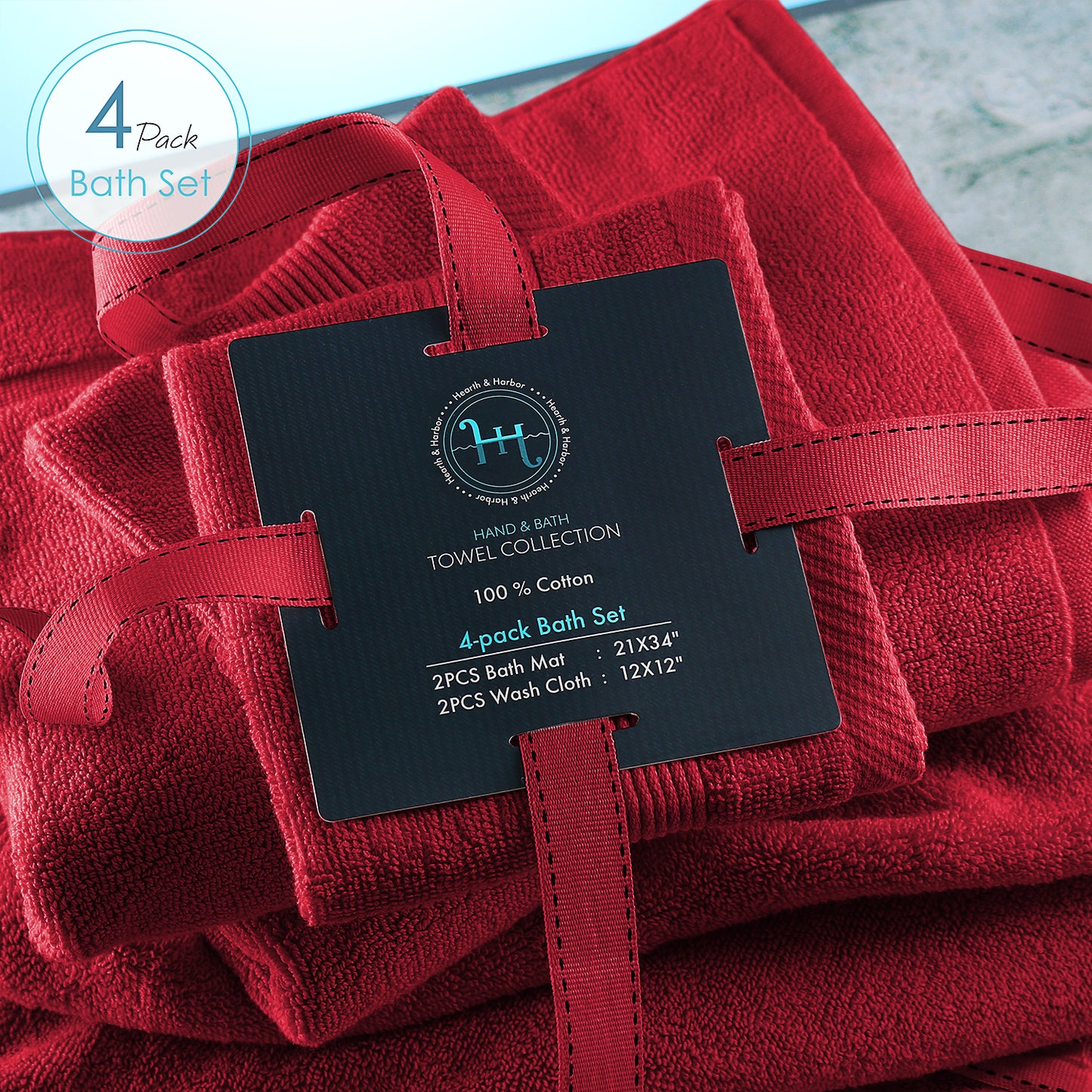 Hearth & Harbor Bath Towel Collection, 100% Cotton Luxury Soft