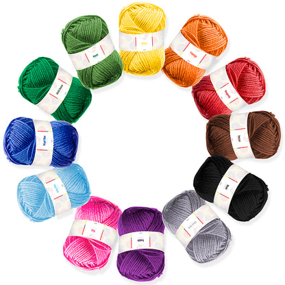 12 Pieces of 50g Acrylic Yarn Skeins - 1200 Yards