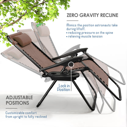 Zero Gravity Chair Outdoor Lounge Chairs with Cup Holder