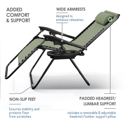 Zero Gravity Chair Outdoor Lounge Chairs with Cup Holder