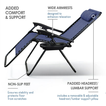 Zero Gravity Chair Outdoor Lounge Chairs with Cup Holder
