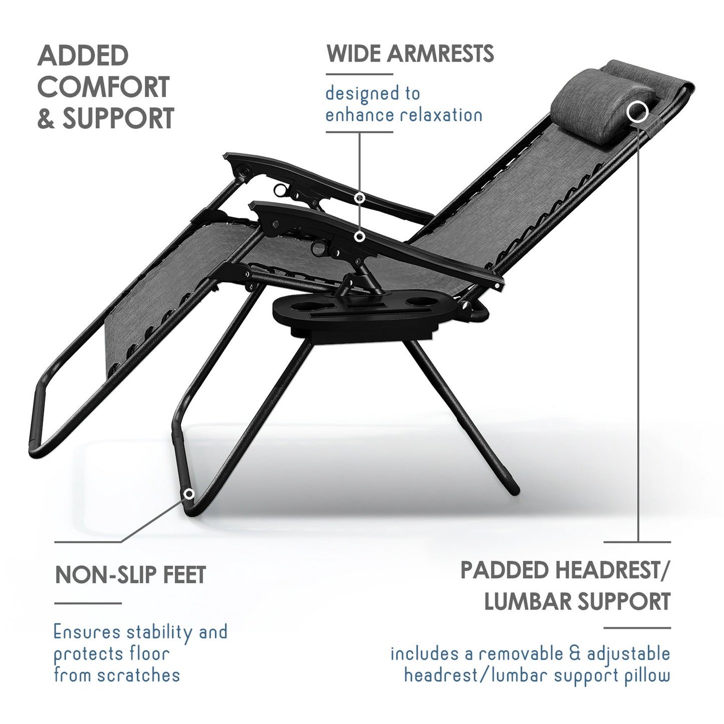 Zero Gravity Chair Outdoor Lounge Chairs with Cup Holder