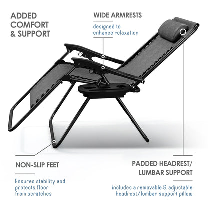 Zero Gravity Chair Outdoor Lounge Chairs with Cup Holder