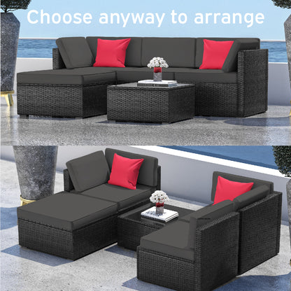 5 Piece Patio Furniture Corner Sofa Set