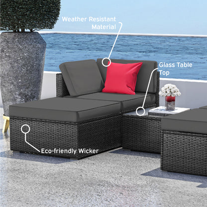 5 Piece Patio Furniture Corner Sofa Set