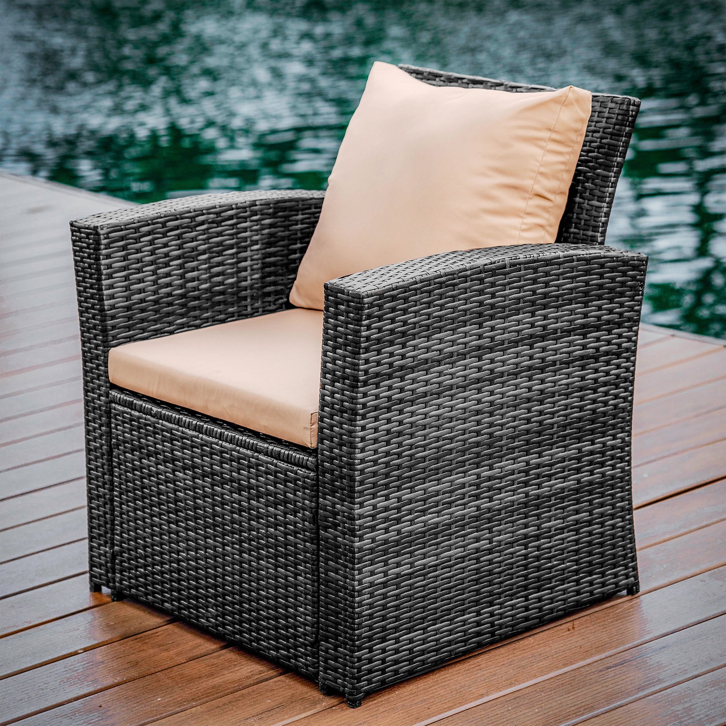 4 Piece Premium Patio Furniture Wicker Conversation Set