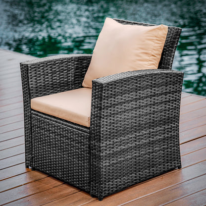 4 Piece Premium Patio Furniture Wicker Conversation Set