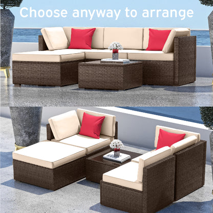 5 Piece Patio Furniture Corner Sofa Set