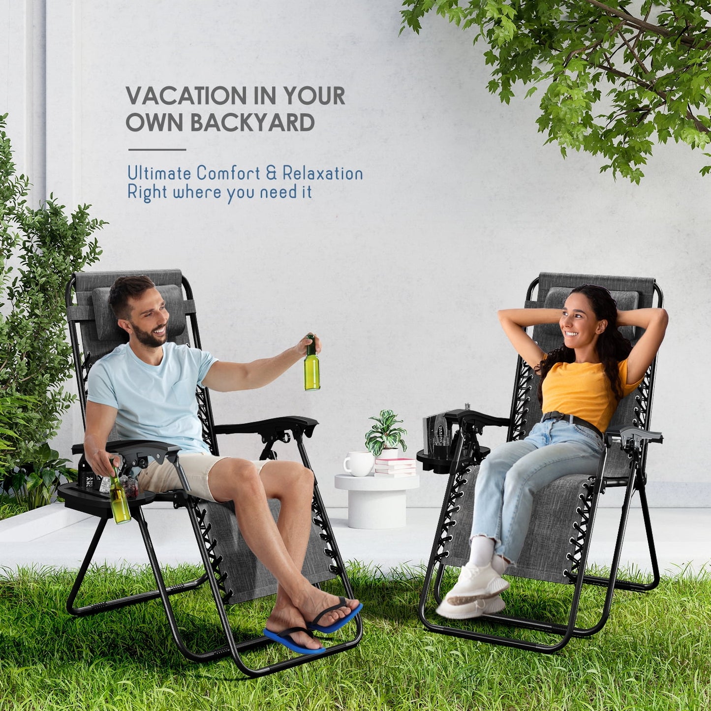 Zero Gravity Chair Outdoor Lounge Chairs with Cup Holder