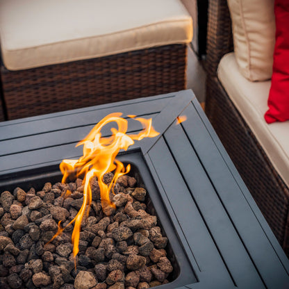 Propane Fire Pit Table for Outside with Lava Rocks