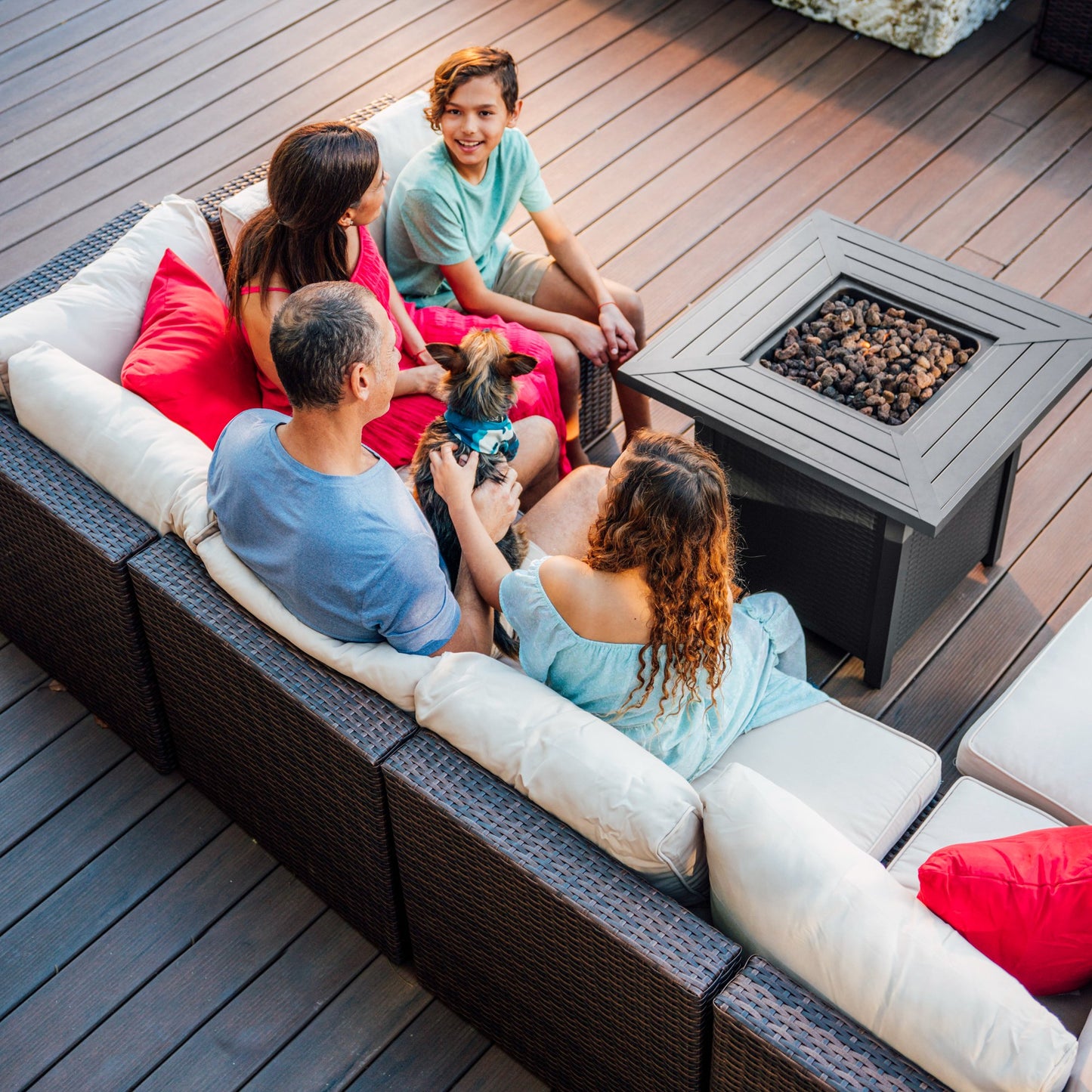 Propane Fire Pit Table for Outside with Lava Rocks